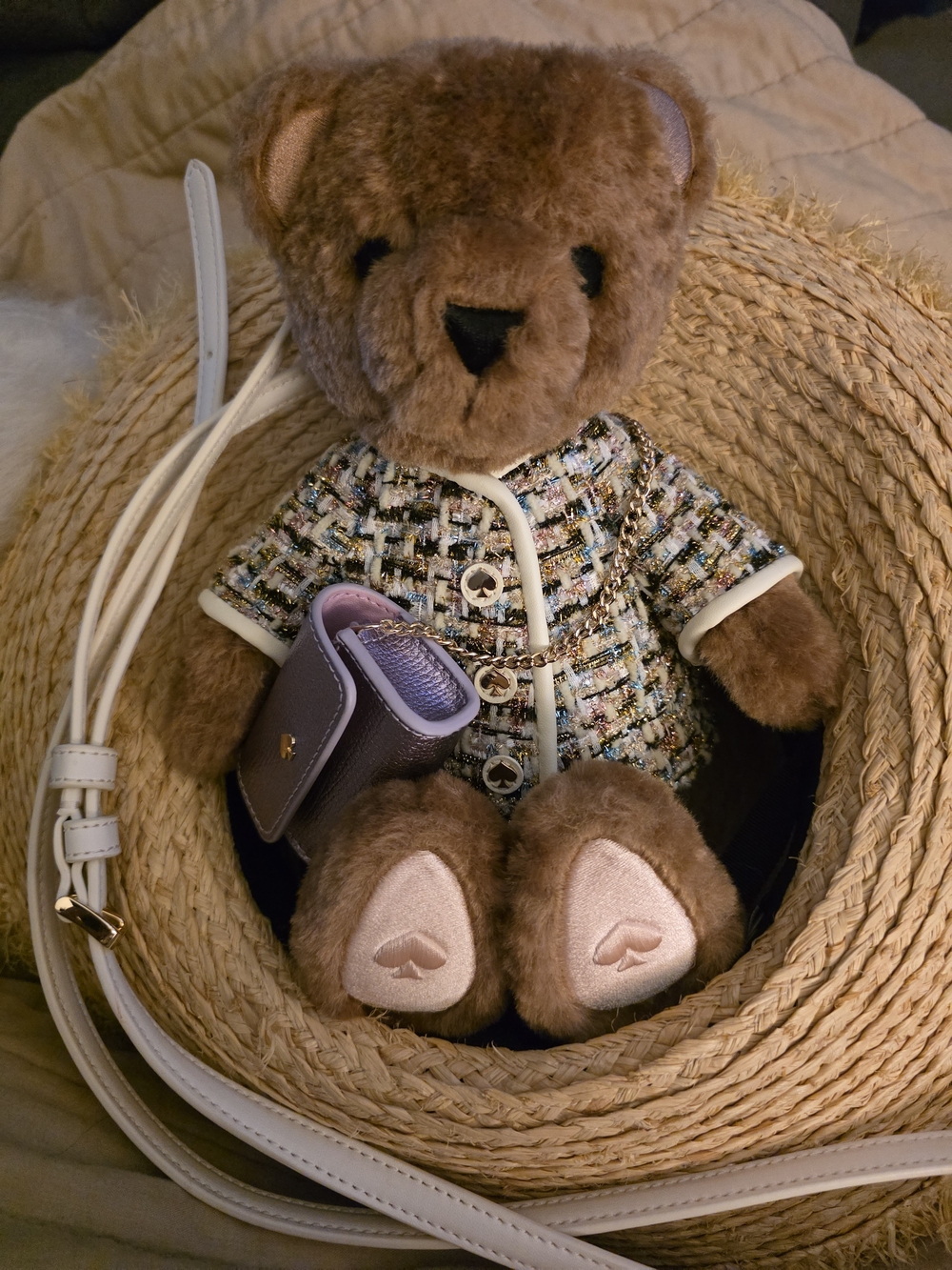 kate spade Teddy Bear Crossbody Bag in Brown with Pink Accents - Picture 14 of 14